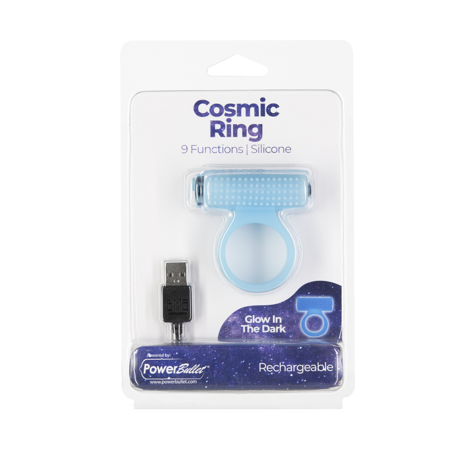 Cosmic Ring – Vibrating Cock Ring – Glow-in-the-Dark Blue - Image 3