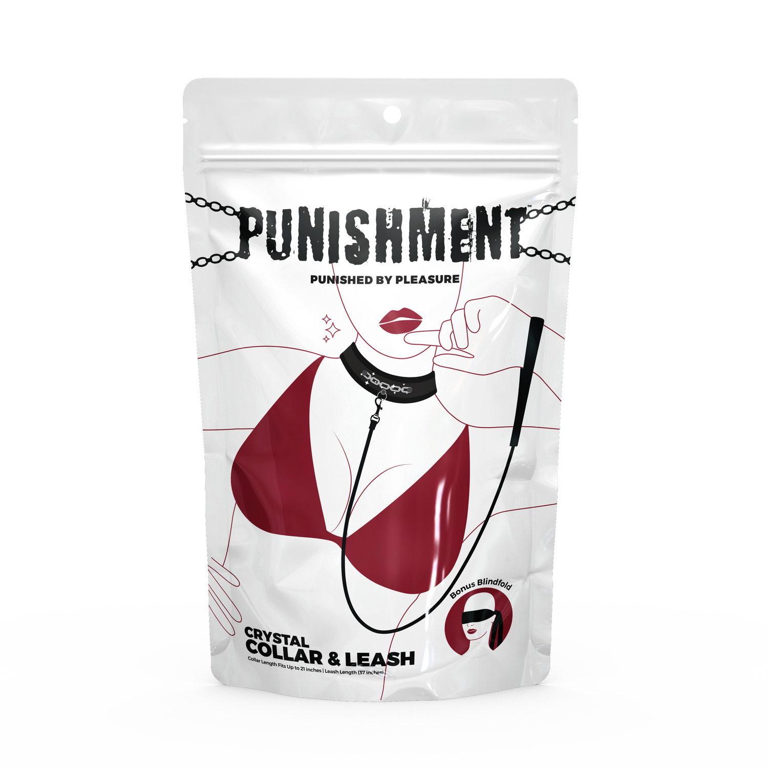 Punishment - Crystal Collar & Leash – Black - Image 3