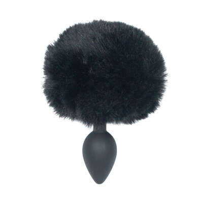 Alternative view of Punishment - Bunny Tail Silicone Anal Plug - Black