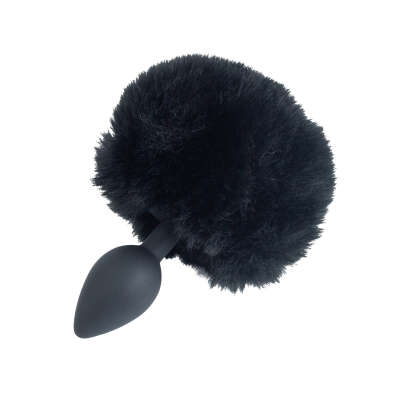 Punishment - Bunny Tail Silicone Anal Plug - Black