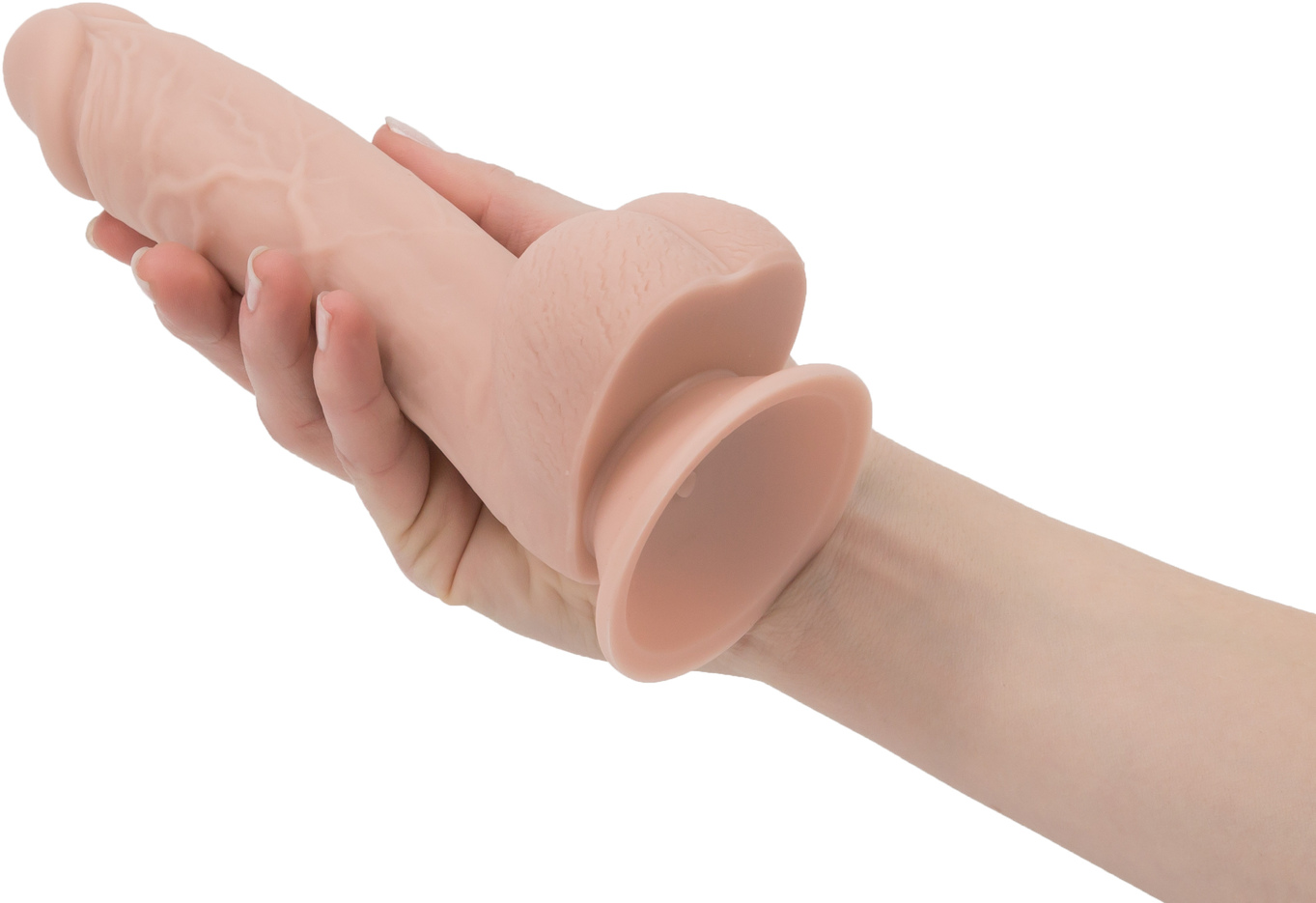 Addiction Mark 7.5" Dildo With Balls with Bullet - Beige - Image 3