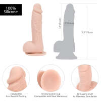 Addiction Mark 7.5" Dildo With Balls with Bullet - Beige - Image 4