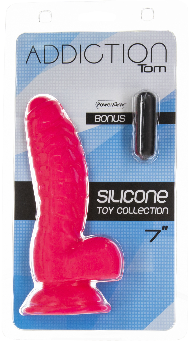 Addiction Tom 7" Dildo With Balls - Pink - Image 6