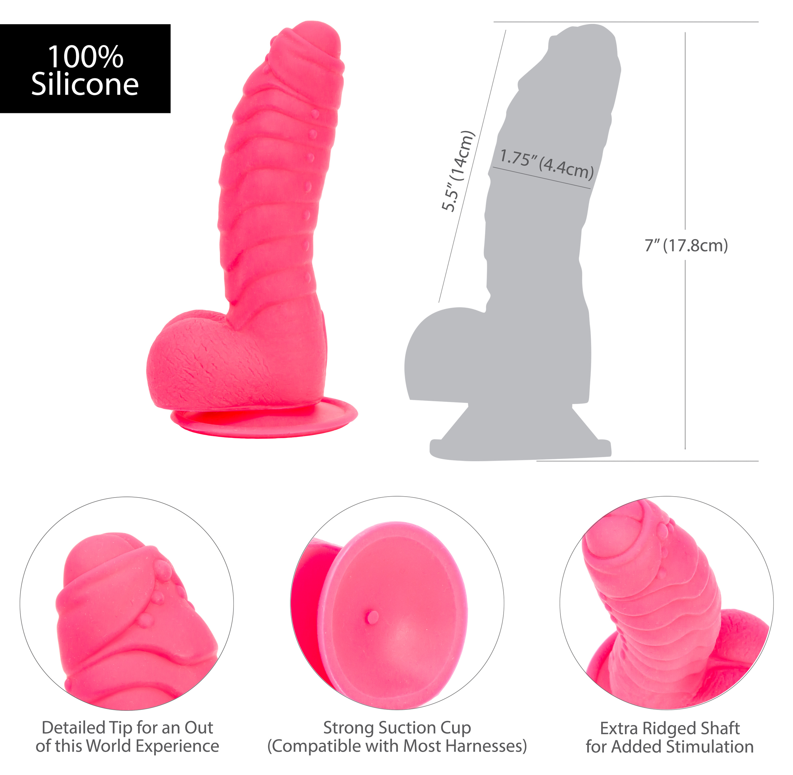 Addiction Tom 7" Dildo With Balls - Pink - Image 5