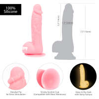 Addiction Brandon 7.5" Glow-in-the-Dark Dildo With Balls - Pink - Image 3