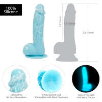 Addiction Luke 7.5" Glow-in-the-Dark Dildo With Balls - Blue - Image 4