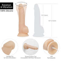 Naked Addiction 8" Rotating & Vibrating Dildo with Remote – Vanilla - Image 2