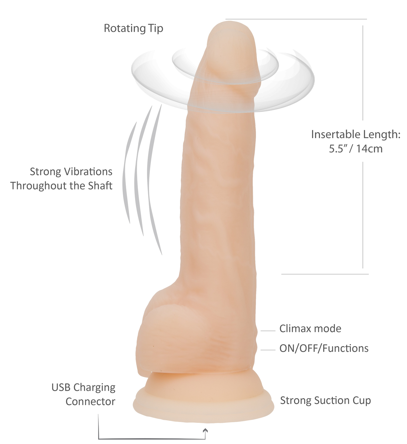 Naked Addiction 8" Rotating & Vibrating Dildo with Remote – Vanilla - Image 9