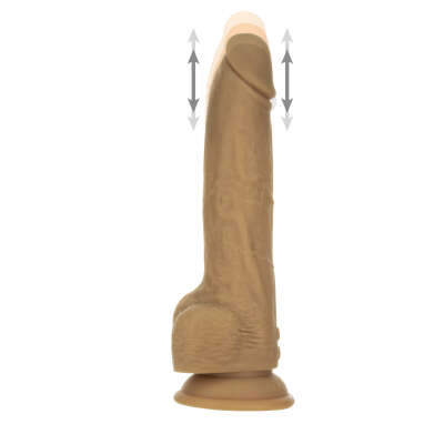 Alternative view of Naked Addiction 9” Thrusting Dong with Remote - Caramel