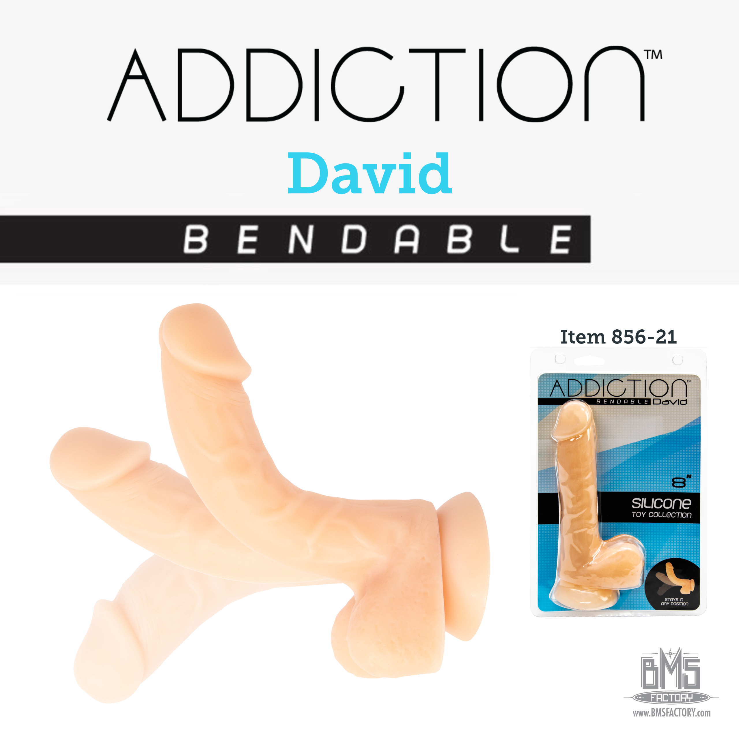 Addiction David 8” Bendable Silicone Dildo - Image 2